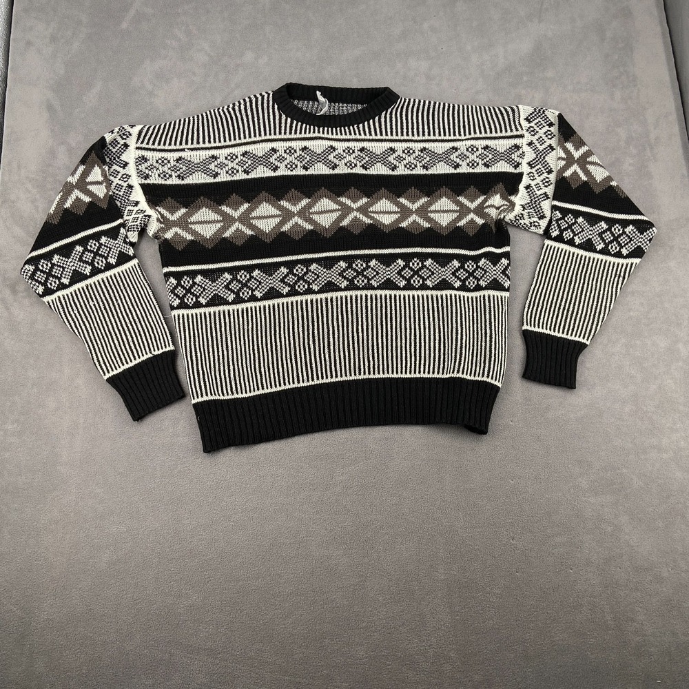 VTG 80s Sz L Store‎ At Sears Sweater Coogie Geometric Acrylic Tight Knit